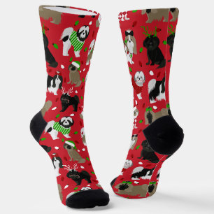 Christmas Shih Tzu Hogs Socks Socken