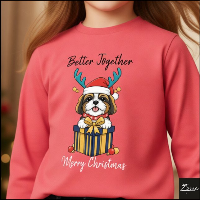 Christmas Shih Tzu Reindeer Scarf Gift Tri-Blend Shirt (Von Creator hochgeladen)