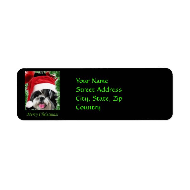 Christmas Shih Tzu Rücksendeadressen-Aufkleber (Vorne)