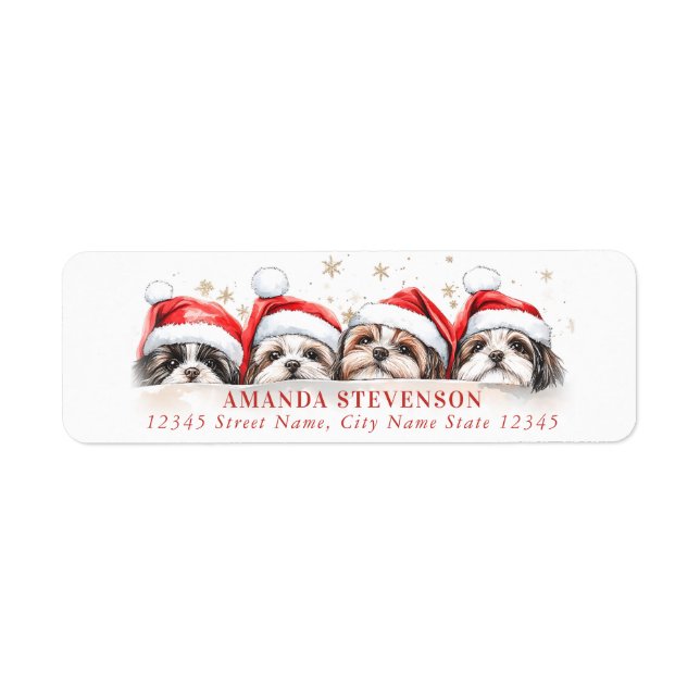 Christmas Shih Tzu Rücksendeadressen-Aufkleber (Vorne)