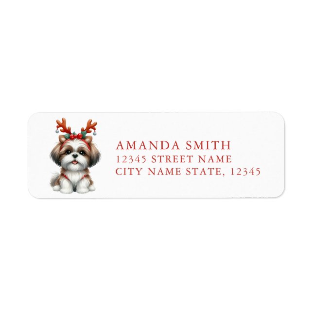 Christmas Shih Tzu Rücksendeadressen-Aufkleber (Vorne)