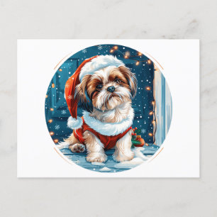 Christmas Shih Tzu Santa Dog Postkarte