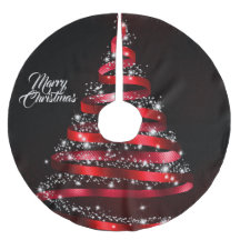 Christmas Shiny Red Ribbon Tree Sparkle Black