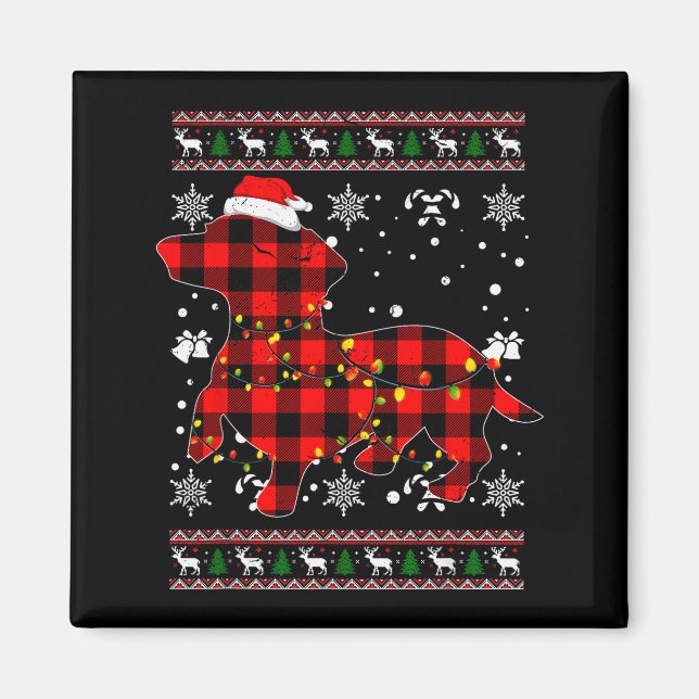 Christmas Shirt For Dachshund Lover Gift Santa Buf Magnet (Vorne)