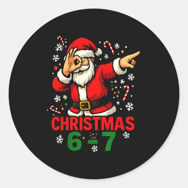 Christmas Shirt - Funny Dabbing Santa 6 7 Meme  Runder Aufkleber (Vorderseite)