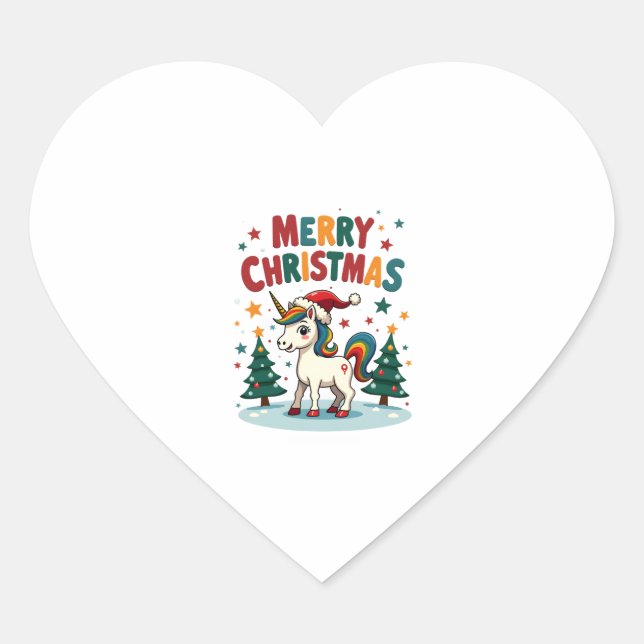 Christmas Shirt Unicorn Girls Christmas Outfit Chr Herz-Aufkleber (Vorderseite)