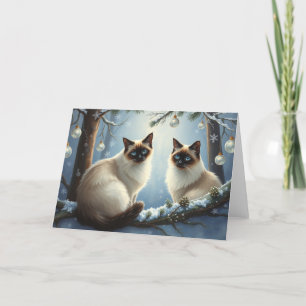 Christmas Siamese Cats Grußkarte Dankeskarte