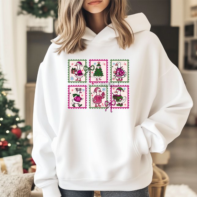 Christmas Silly Goose Vintage Stamps Hoodie (Von Creator hochgeladen)
