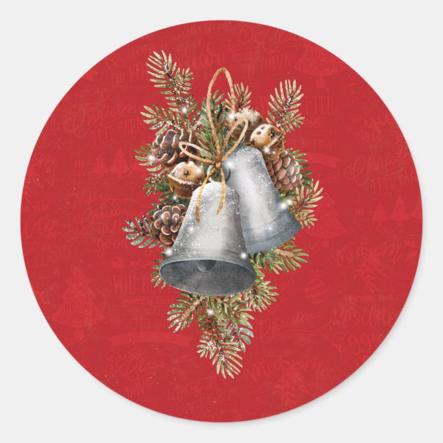 Christmas Silver bells Runder Aufkleber (Vorderseite)