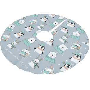 Christmas Simple Bären Personalisiert Polyester Weihnachtsbaumdecke