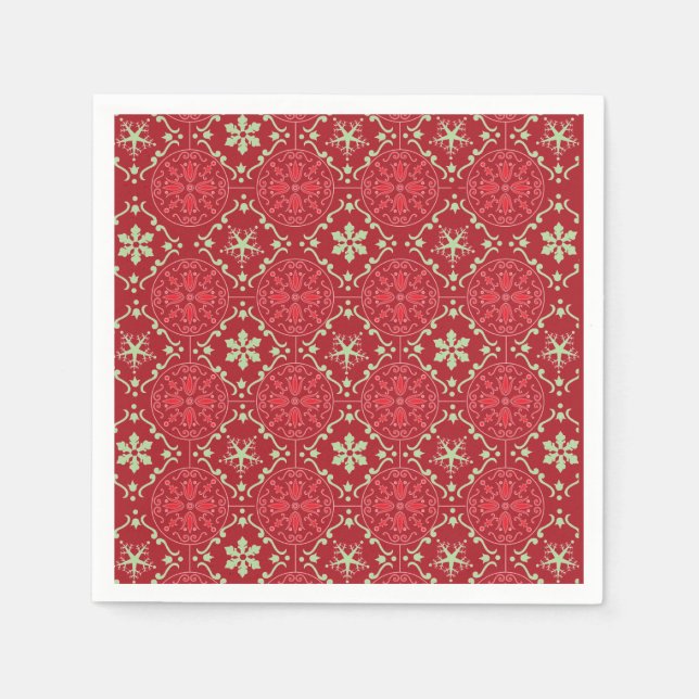 Christmas Simple Red Green Classic Snowflake Serviette (Vorderseite)