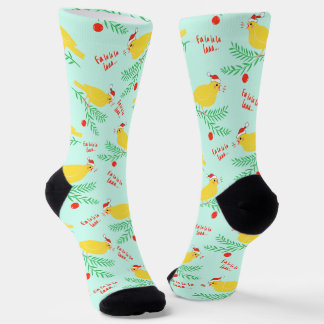 Christmas Singing Canary Pattern Socken