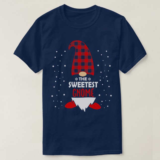 Christmas Sister Gnome Karierte Geschenke T-Shirt (Design vorne)