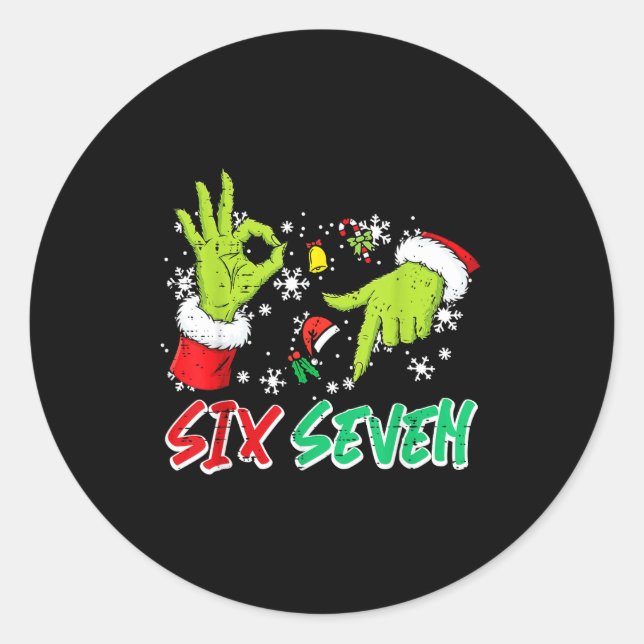 Christmas Six Seven 67 Funny Meme 6 7 Xmas Women M Runder Aufkleber (Vorderseite)