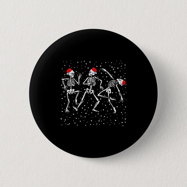Christmas Skeleton Dancing Funny Xmas  Button (Vorderseite)