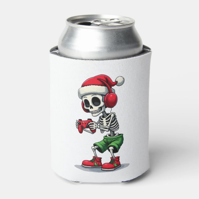 Christmas skeleton Gamer Pajamas xmas skull gaming Dosenkühler (Kanne Vorderseite)