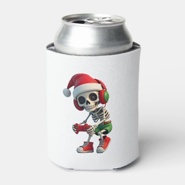 Christmas skeleton Gamer Pajamas xmas skull gaming Dosenkühler (Kanne Vorderseite)