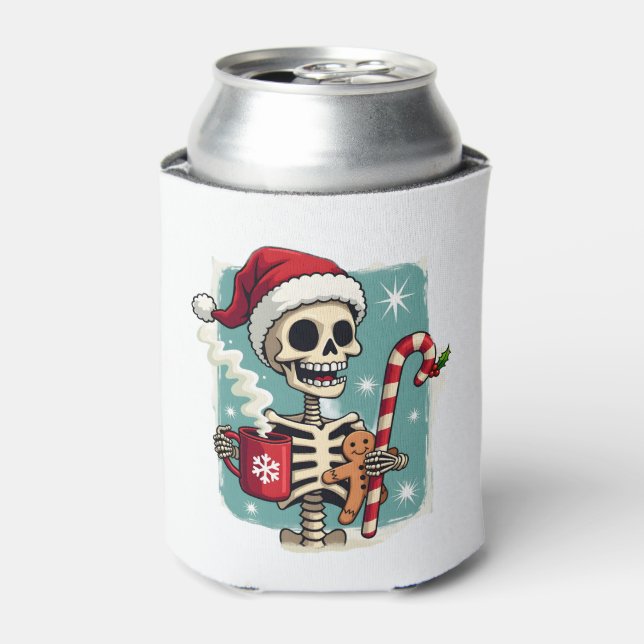 Christmas Skeleton Hot Chocolate Xmas Men Women Ki Dosenkühler (Kanne Vorderseite)
