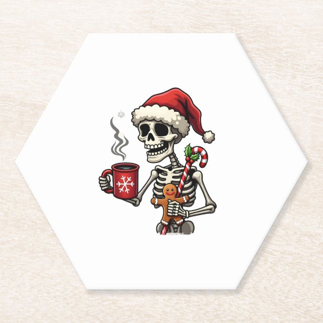Christmas Skeleton Hot Chocolate Xmas Men Women Ki Untersetzer (Vorderseite)