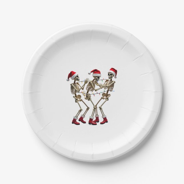 Christmas Skeleton Santa Dancing Lights (2) Pappteller (Vorderseite)