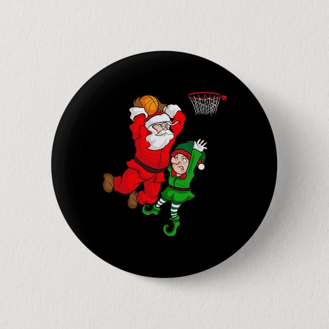 Christmas Sketll Santa Claus Slam Dunk Elf Funny H Button (Vorderseite)