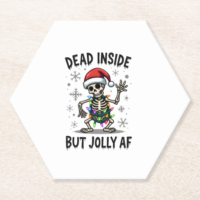 Christmas Skull Peace Dead Inside But Jolly Xmas M Untersetzer (Vorderseite)