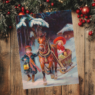 Christmas Sleigh Postcard Feiertagspostkarte