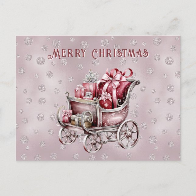 Christmas Sleigh With Gifts Holiday Postkarte (Vorderseite)