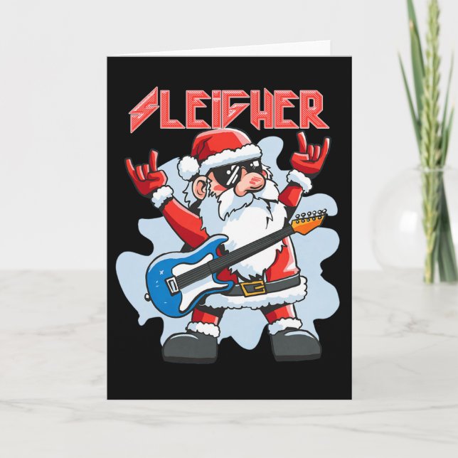 Christmas Sleigher Santa Rock Xmas Rocker Men Wome Karte (Vorderseite)