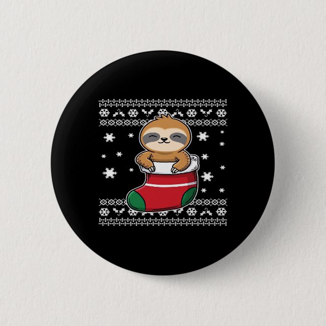 Christmas Sloth Classic T - Shirt Button (Vorderseite)