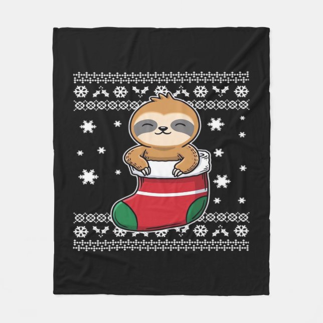 Christmas Sloth Classic T - Shirt Fleecedecke (Vorderseite)