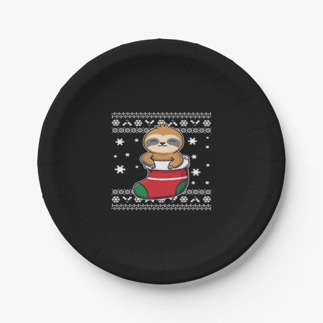 Christmas Sloth Classic T - Shirt Pappteller (Vorderseite)