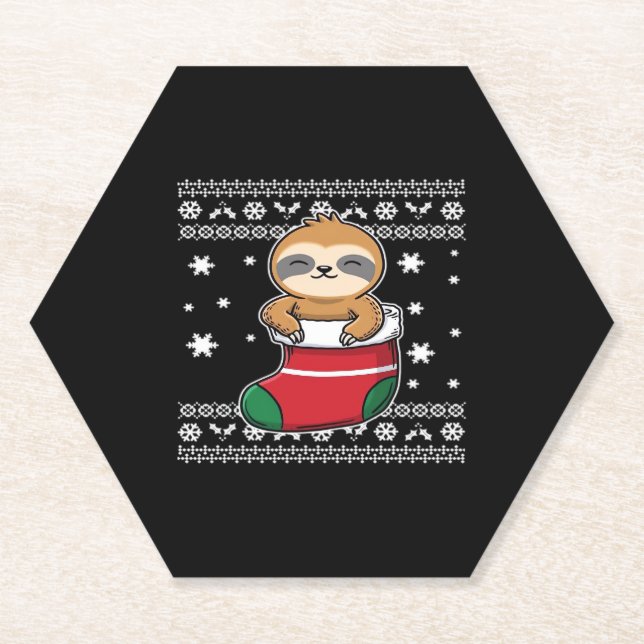 Christmas Sloth Classic T - Shirt Untersetzer (Vorderseite)