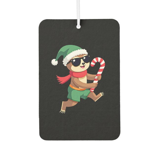 Christmas Sloth Elf Peppermint Candy Cane Shirt Gi Autolufterfrischer (Vorderseite)
