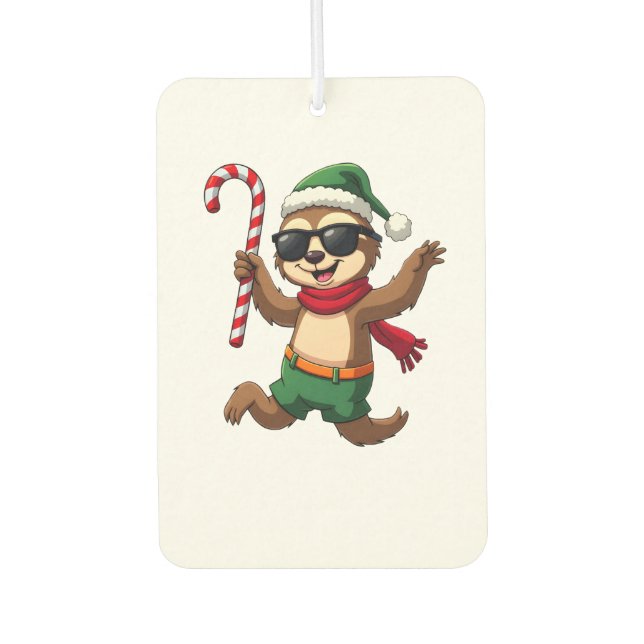 Christmas Sloth Elf Peppermint Candy Cane Shirt Gi Autolufterfrischer (Vorderseite)