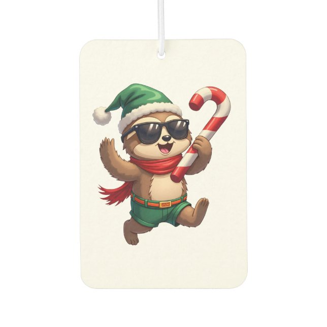 Christmas Sloth Elf Peppermint Candy Cane Shirt Gi Autolufterfrischer (Vorderseite)