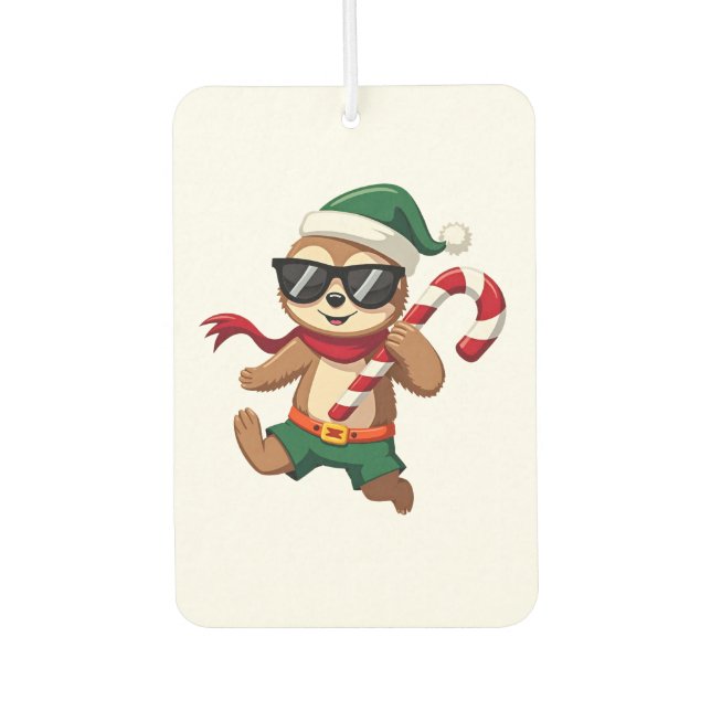 Christmas Sloth Elf Peppermint Candy Cane Shirt Gi Autolufterfrischer (Vorderseite)