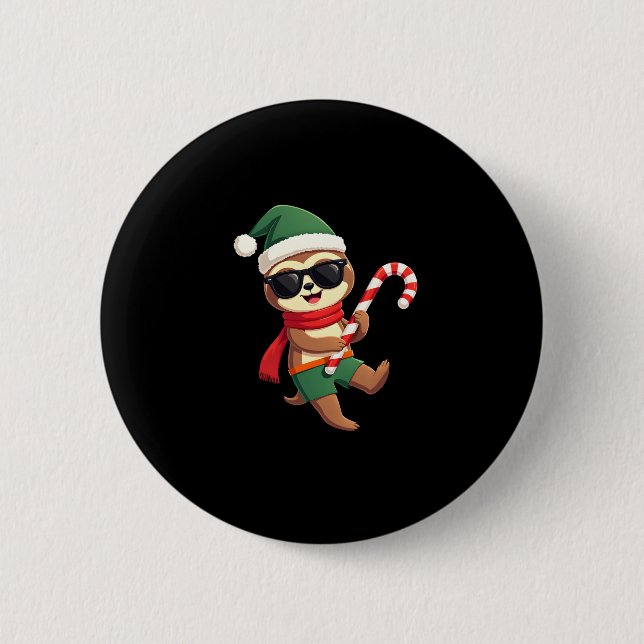 Christmas Sloth Elf Peppermint Candy Cane Shirt Gi Button (Vorderseite)