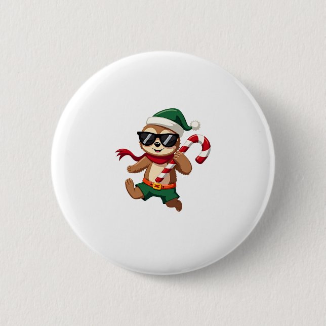 Christmas Sloth Elf Peppermint Candy Cane Shirt Gi Button (Vorderseite)