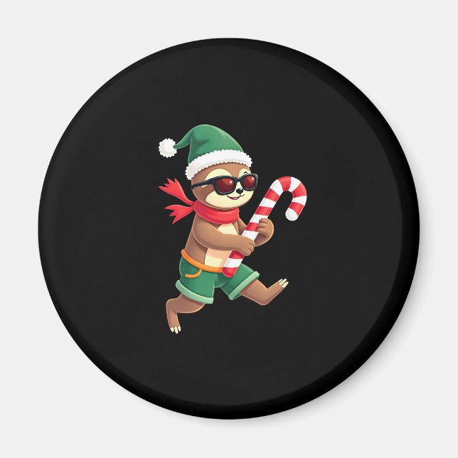 Christmas Sloth Elf Peppermint Candy Cane Shirt Gi Magnet (Vorne)