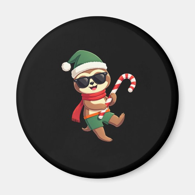 Christmas Sloth Elf Peppermint Candy Cane Shirt Gi Magnet (Vorne)