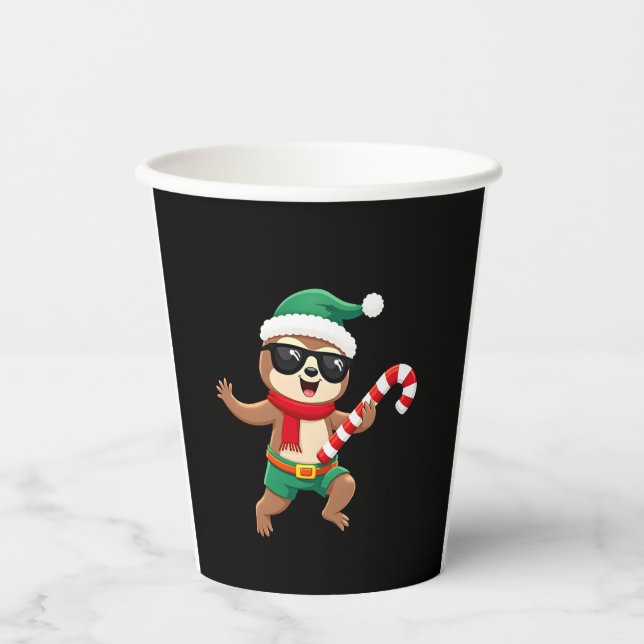 Christmas Sloth Elf Peppermint Candy Cane Shirt Gi Pappbecher (Vorderseite)