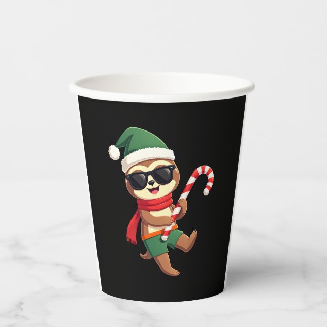 Christmas Sloth Elf Peppermint Candy Cane Shirt Gi Pappbecher (Vorderseite)