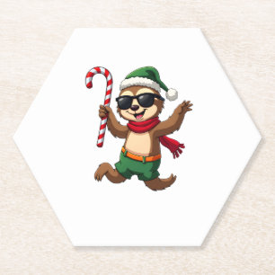 Christmas Sloth Elf Peppermint Candy Cane Shirt Gi Untersetzer
