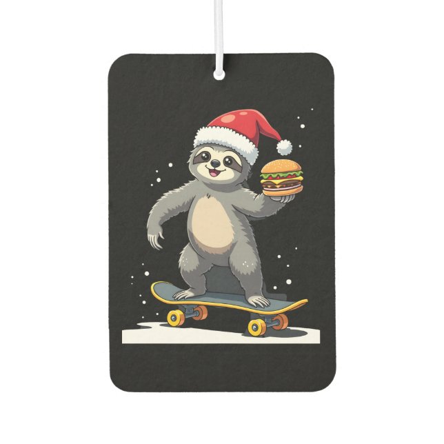 CHRISTMAS SLOTH Funny Christmas Skateboard Sloth ( Autolufterfrischer (Vorderseite)