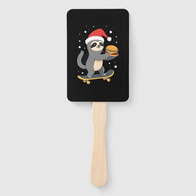 CHRISTMAS SLOTH Funny Christmas Skateboard Sloth ( Fächer (Vorderseite)
