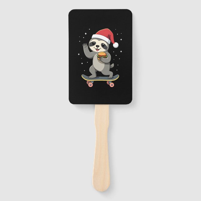 CHRISTMAS SLOTH Funny Christmas Skateboard Sloth ( Fächer (Vorderseite)