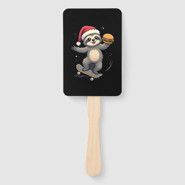 CHRISTMAS SLOTH Funny Christmas Skateboard Sloth ( Fächer (Vorderseite)