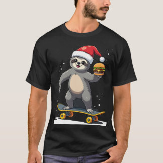 CHRISTMAS SLOTH Funny Christmas Skateboard Sloth ( T-Shirt