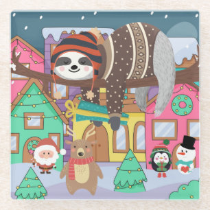 Christmas Sloth Glasuntersetzer
